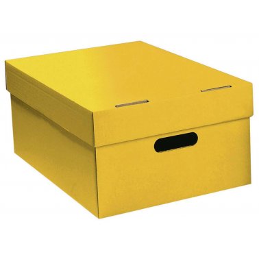 Boîte de rangement carton, grande, jaune