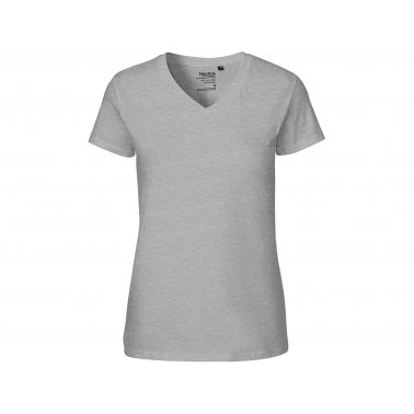 T-shirt femme coton bio 155g col en V, gris, taille S