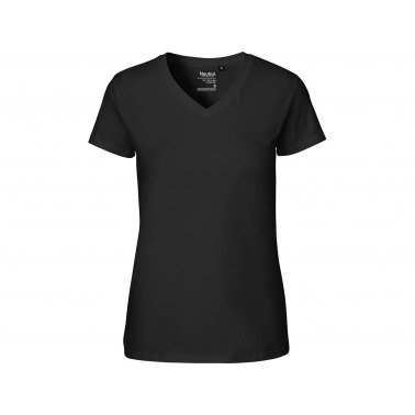 T-shirt femme coton bio 155g col en V, noir, taille XS