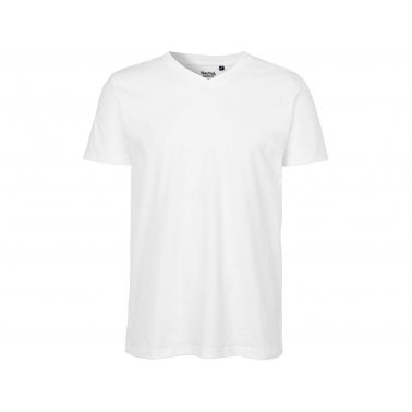 T-shirt homme coton bio 155g col en V, blanc, taille S