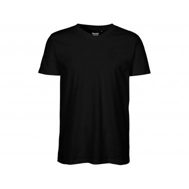 T-shirt homme coton bio 155g col en V, noir, taille XXL