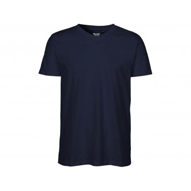 T-shirt homme coton bio 155g col en V, bleu-marine, taille S