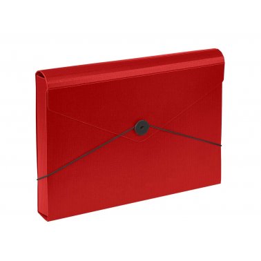 Porte-document Fine Vague à rabat + élastique A4 3,5 cm rouge