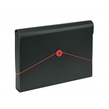 Porte-document Fine Vague à rabat + élastique A4 3,5 cm noir