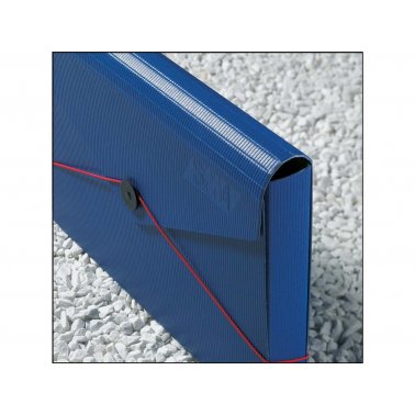 Porte-document Fine Vague à rabat + élastique A4 3,5 cm bleu