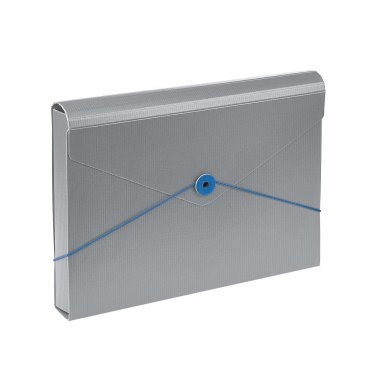 Porte-document Fine Vague à rabat + élastique A4 3,5 cm gris