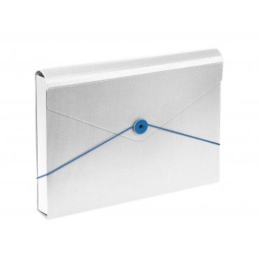 Porte-document Fine Vague à rabat + élastique A4 3,5 cm blanc