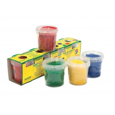 Pâte à modeler Nawaro, 4 pots (rouge, vert, bleu, jaune)