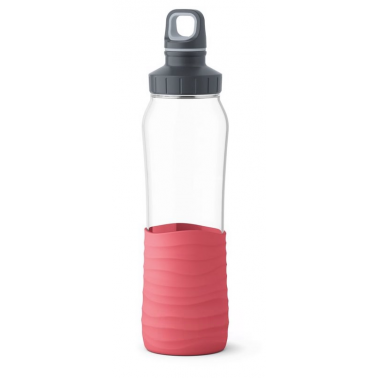 1 gourde verre/bouchon plast. sans BPA EMSA Drink2Go, rose
