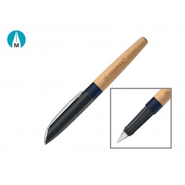 3 stylos-plume en hêtre FSC STABILO Grow, bleu myrtille