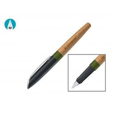 1 stylos-plume en chêne FSC STABILO Grow, vert mousse
