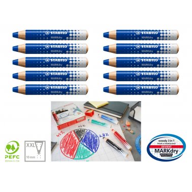 10 crayons marqueur Stabilo MarkDry, bleu