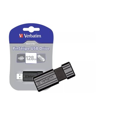 Clef USB Verbatim PinStripe noire, 128 Go