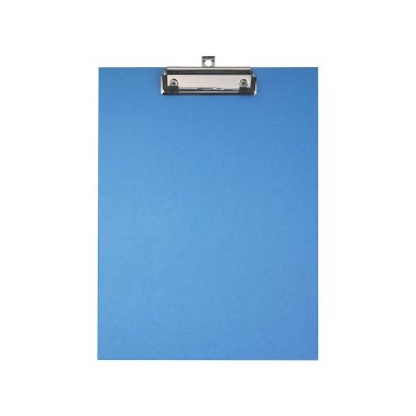 Porte-bloc A4 carton/papier recyclé, pince acier chromé, bleu