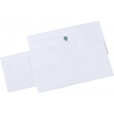 100 enveloppes blanches DL 110x220 mm, 80 g, autocollantes