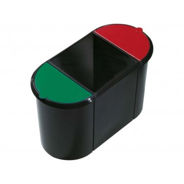 Poubelle Helit Duo 3 compartiments 2 couvercles 20 l vert/rouge