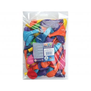 100 ballons de baudruche latex naturel, couleurs assorties