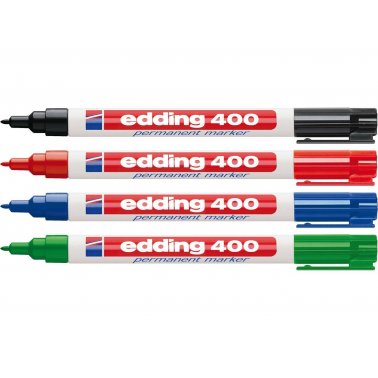 4 marqueurs edding 400, assortiment 4 couleurs