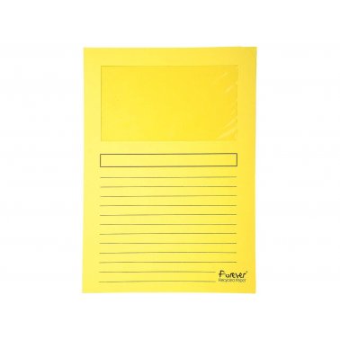 25 pochettes coin papier recyclé + fenêtre cristale, jaune