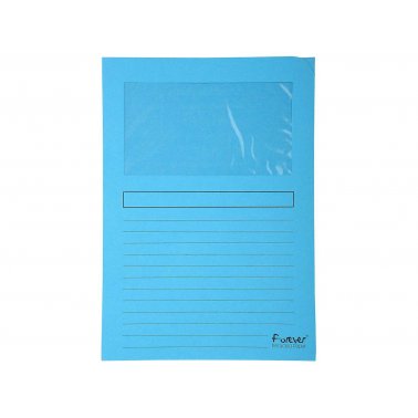 25 pochettes coin papier recyclé + fenêtre cristale, bleu 