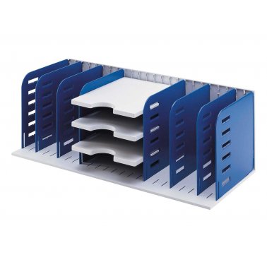 Casier modulable Styrorac, 8 séparateurs+3 plateaux gris et bleu