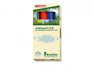 4 marqueurs Edding 21 Ecoline pointe ronde, coul. assorties
