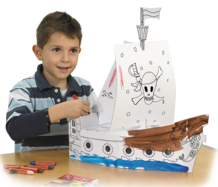 Maquette bateau de pirate à colorier
