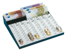 Plateau de caisse et monnayeur euro pièces et billets Wedo