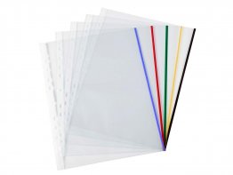Pochettes perforées à liseré coloré, pour format A4, assortiment de couleurs
