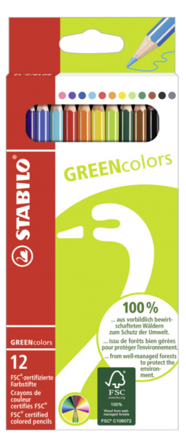 Crayons de couleurs assorties « GREENcolors »