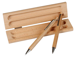 Étui stylo + porte-mine Cone Line, en bois de hêtre certifié
