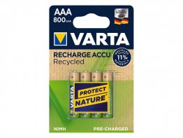 4 accumulateurs NiMH Varta Recycled 1,2V LR03, 800 mAh