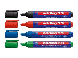 Marqueurs rechargeables Edding 33, assortiment 4 couleurs