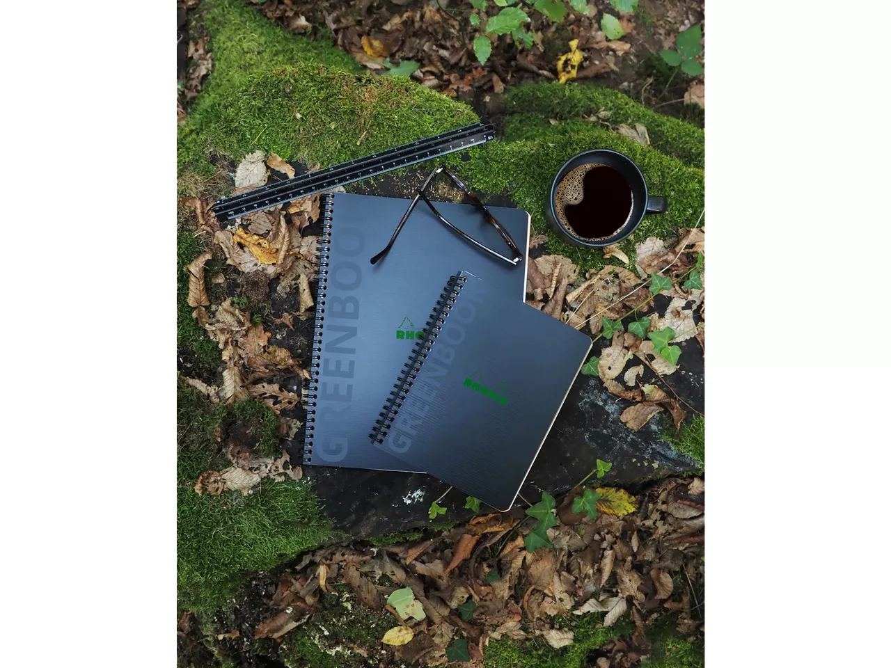 RHODIA Cahier &agrave; spirale GREENBOOK, GREENPAD recycl&eacute;, noir