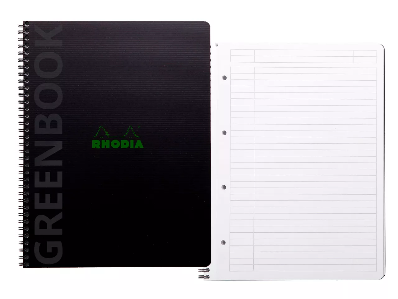 RHODIA Cahier &agrave; spirale GREENBOOK, GREENPAD recycl&eacute;, noir