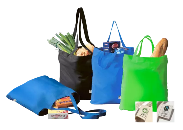1 cabas coton bio �quitable anses longues, noir