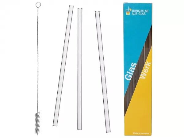 10 pailles en verre � 8 x 200 mm avec �couvillon