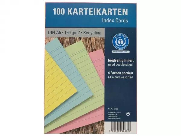 100 fiches papier recycl� 190g lign�es