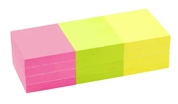 12 blocs 80 notes repos. papier FSC 50x40, roses+verts+jaunes