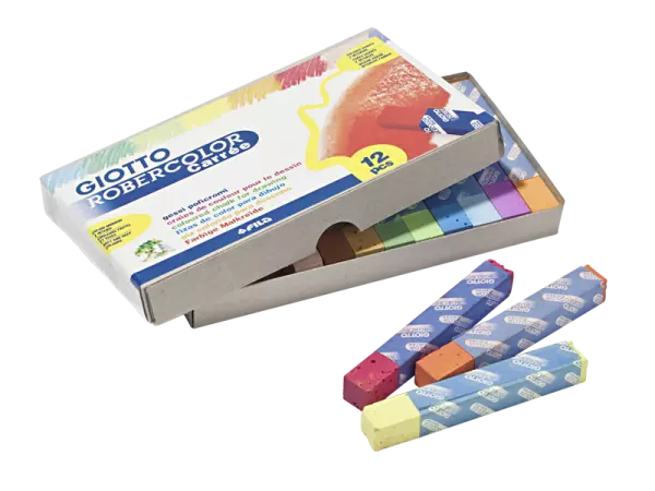 12 craies carr�es Giotto, couleurs assorties