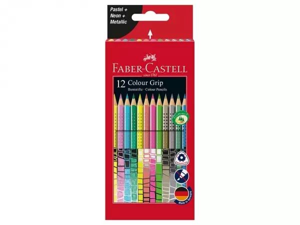 12 crayons couleur Faber-Castell triang. Pastel/Neon/Metallic