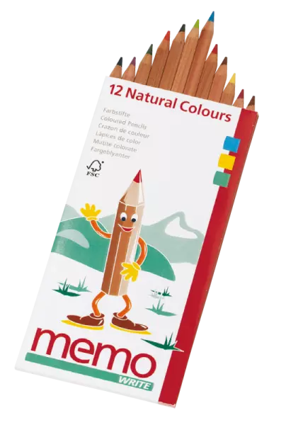 12 crayons de couleurs \ nature\  bois FSC, 12 couleurs assorties