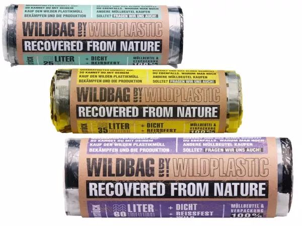 12 sacs poubelle en plastique recycl� Wildbag, 35 l