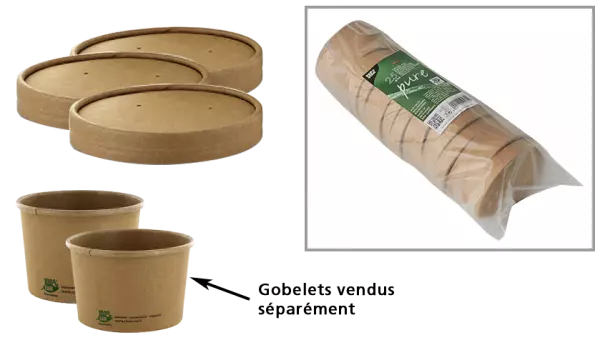 125 couvercles pour gobelets � soupe Pure, carton FSC �98 mm
