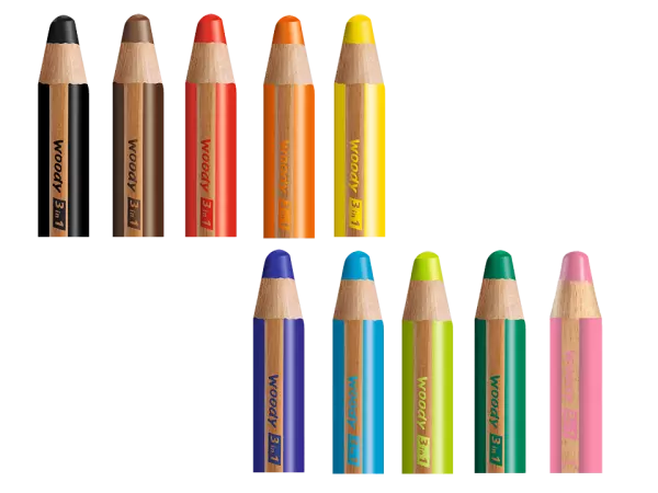 15 crayons mine grasse 3 en 1 Woody