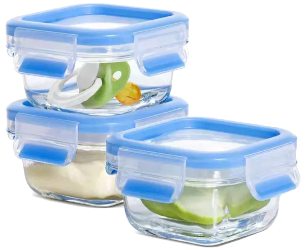 2 x 3 bo�tes alimentaires CLIP & CLOSE en verre