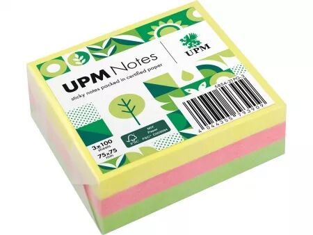 3 blocs de 100 notes adh&eacute;sives couleurs assortis