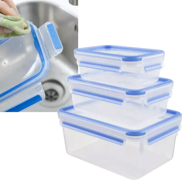 3 bo�tes alimentaires herm�tiques en plastique