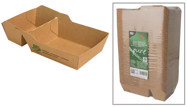 320 barquettes � frites + sauce Pure, carton FSC L155 mm