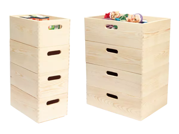 4 bacs de rangement \ Vent\ , pin massif FSC